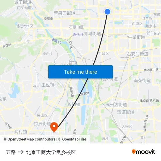 五路 to 北京工商大学良乡校区 map