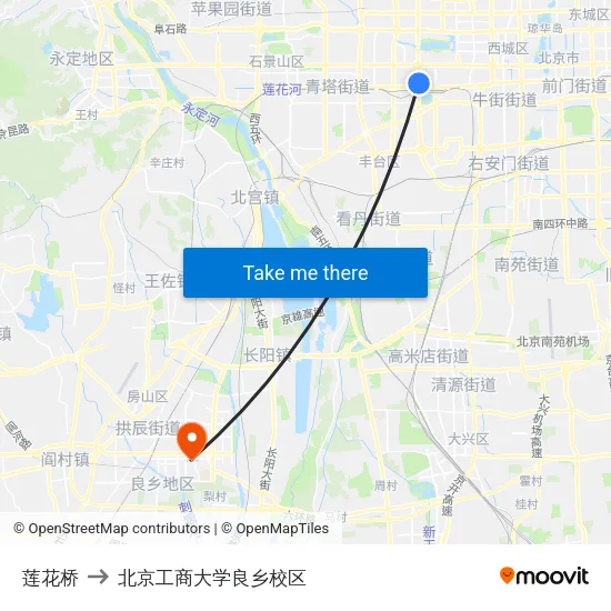 莲花桥 to 北京工商大学良乡校区 map