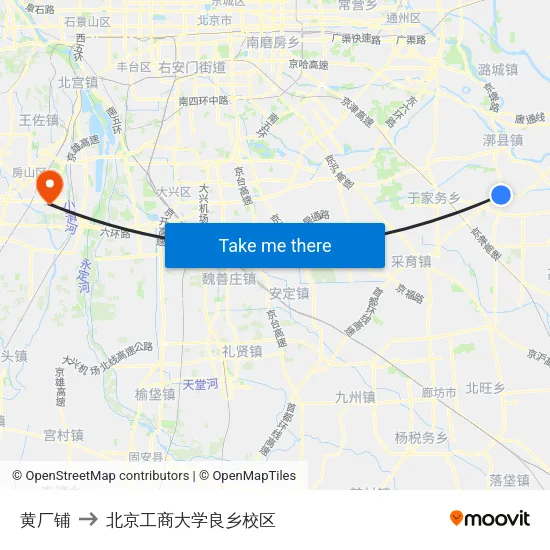 黄厂铺 to 北京工商大学良乡校区 map