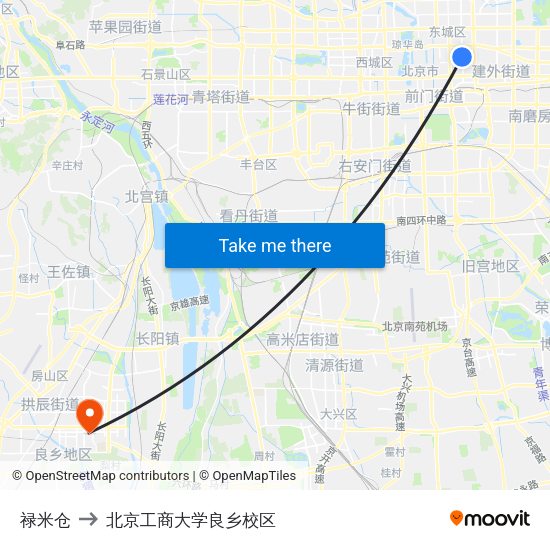 禄米仓 to 北京工商大学良乡校区 map