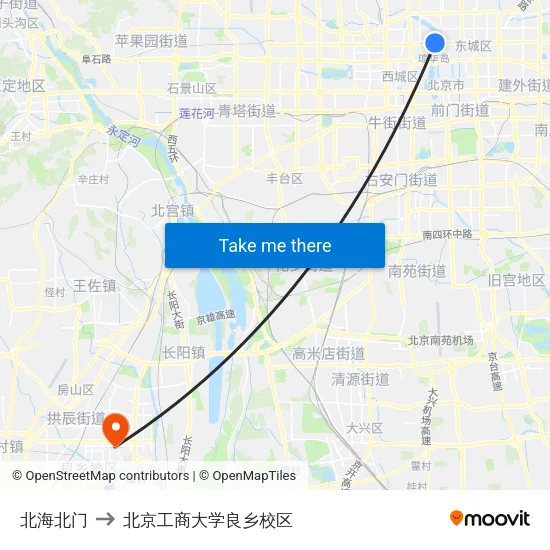 北海北门 to 北京工商大学良乡校区 map