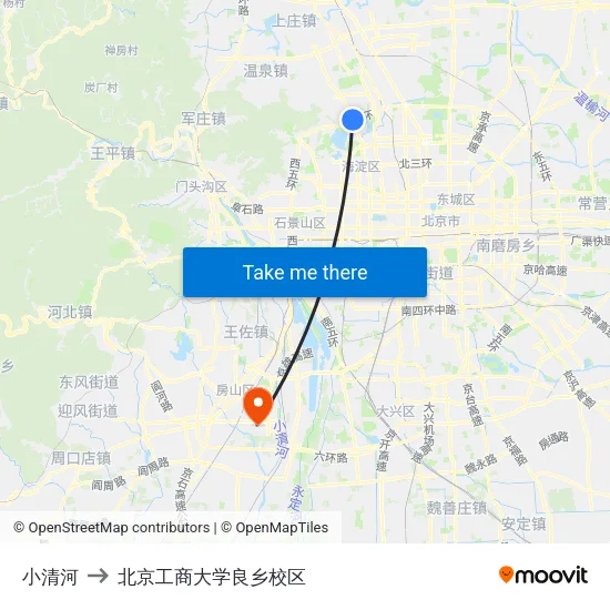 小清河 to 北京工商大学良乡校区 map