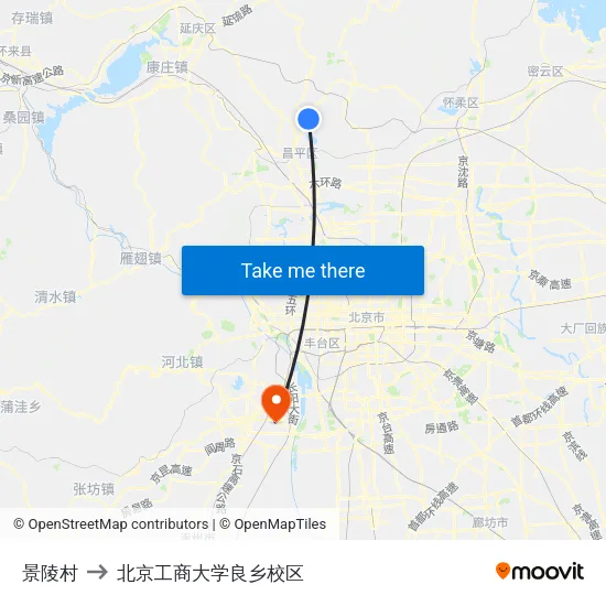 景陵村 to 北京工商大学良乡校区 map