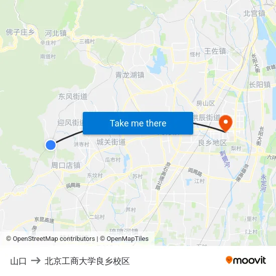 山口 to 北京工商大学良乡校区 map