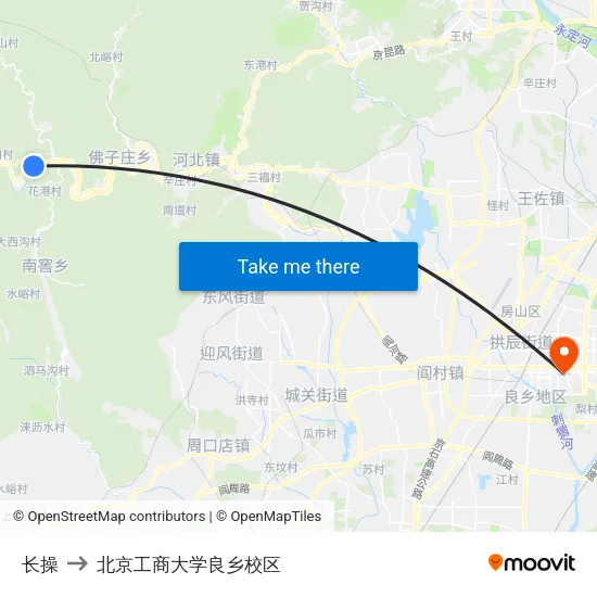 长操 to 北京工商大学良乡校区 map