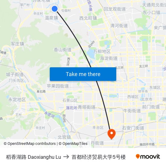 稻香湖路 Daoxianghu Lu to 首都经济贸易大学5号楼 map