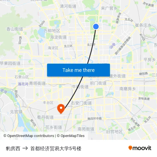 豹房西 to 首都经济贸易大学5号楼 map