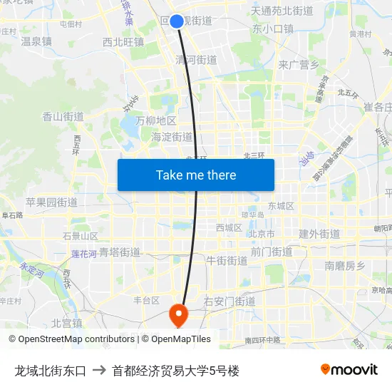 龙域北街东口 to 首都经济贸易大学5号楼 map