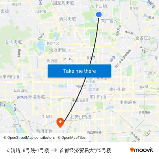 立清路, 8号院-1号楼 to 首都经济贸易大学5号楼 map