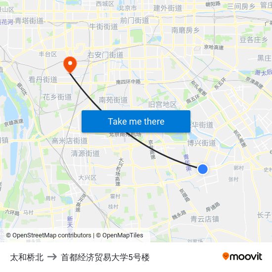 太和桥北 to 首都经济贸易大学5号楼 map