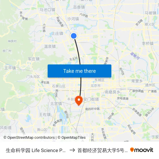 生命科学园  Life Science Park to 首都经济贸易大学5号楼 map