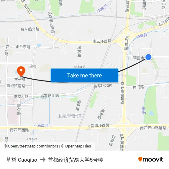 草桥 Caoqiao to 首都经济贸易大学5号楼 map