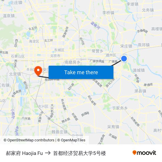 郝家府  Haojia Fu to 首都经济贸易大学5号楼 map
