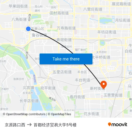 京原路口西 to 首都经济贸易大学5号楼 map