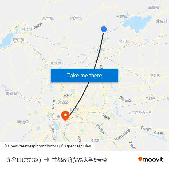 九谷口(京加路) to 首都经济贸易大学5号楼 map