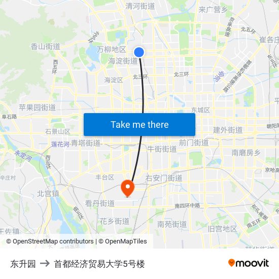 东升园 to 首都经济贸易大学5号楼 map