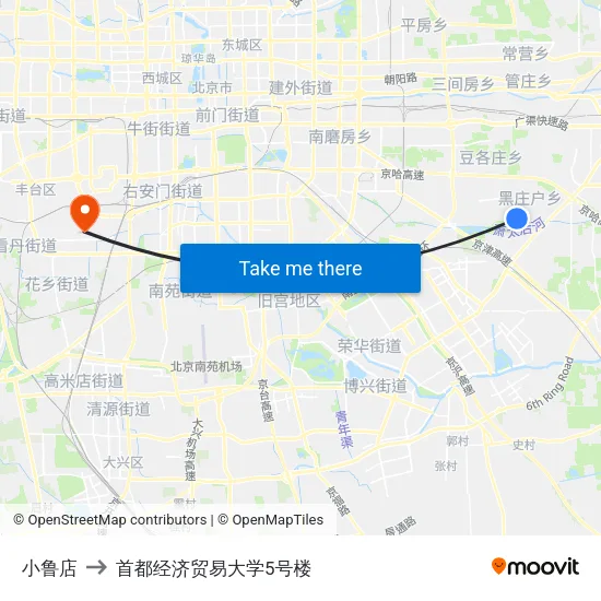 小鲁店 to 首都经济贸易大学5号楼 map