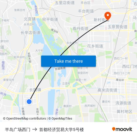 半岛广场西门 to 首都经济贸易大学5号楼 map