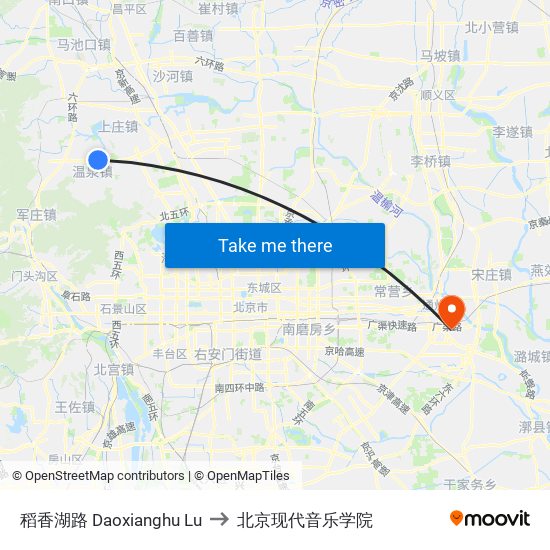 稻香湖路 Daoxianghu Lu to 北京现代音乐学院 map