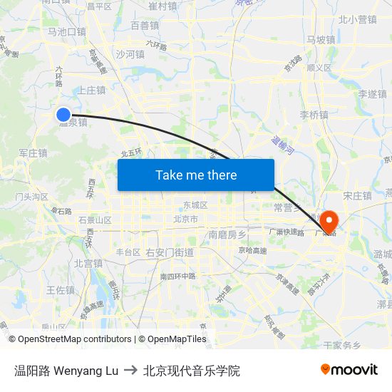 温阳路 Wenyang Lu to 北京现代音乐学院 map