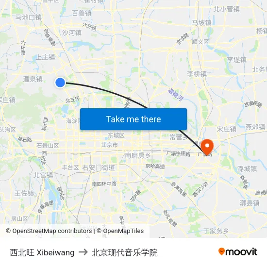西北旺 Xibeiwang to 北京现代音乐学院 map