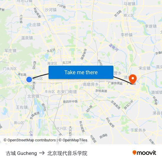 古城 Gucheng to 北京现代音乐学院 map