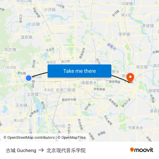 古城 Gucheng to 北京现代音乐学院 map