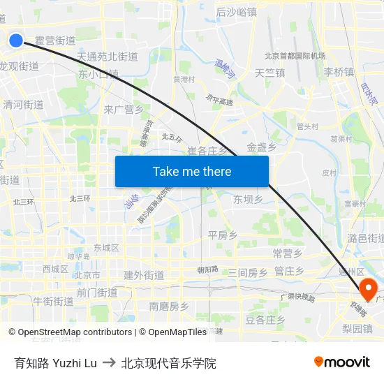 育知路 Yuzhi Lu to 北京现代音乐学院 map