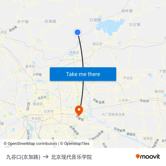 九谷口(京加路) to 北京现代音乐学院 map
