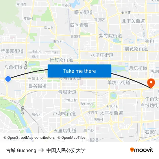 古城 Gucheng to 中国人民公安大学 map