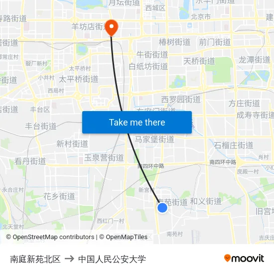 南庭新苑北区 to 中国人民公安大学 map