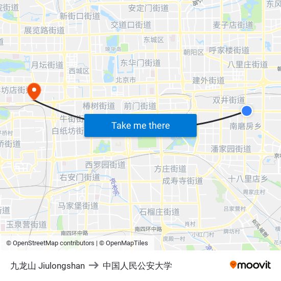 九龙山 Jiulongshan to 中国人民公安大学 map