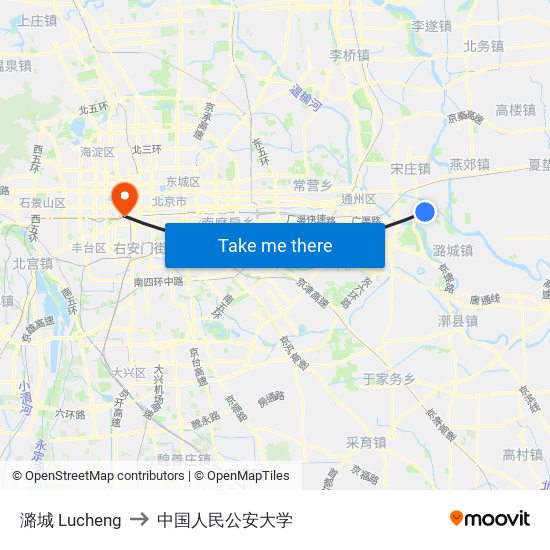 潞城 Lucheng to 中国人民公安大学 map