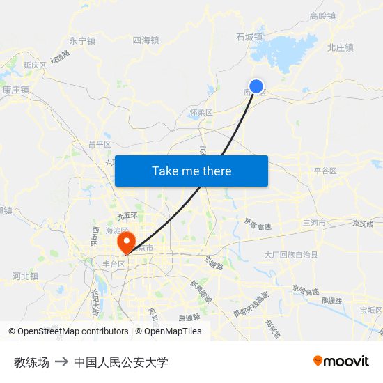 教练场 to 中国人民公安大学 map