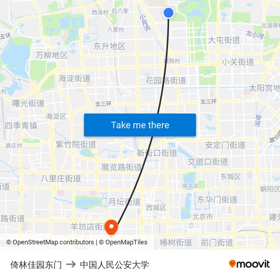 倚林佳园东门 to 中国人民公安大学 map