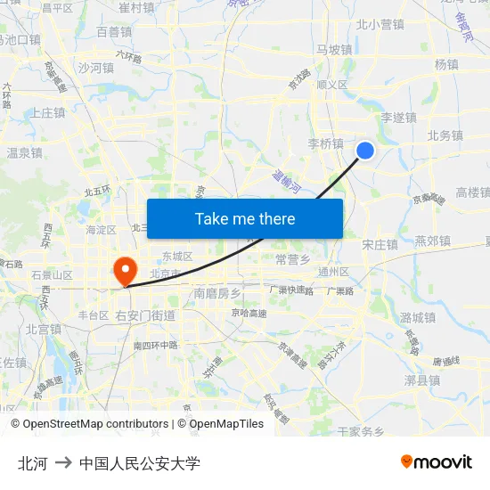 北河 to 中国人民公安大学 map