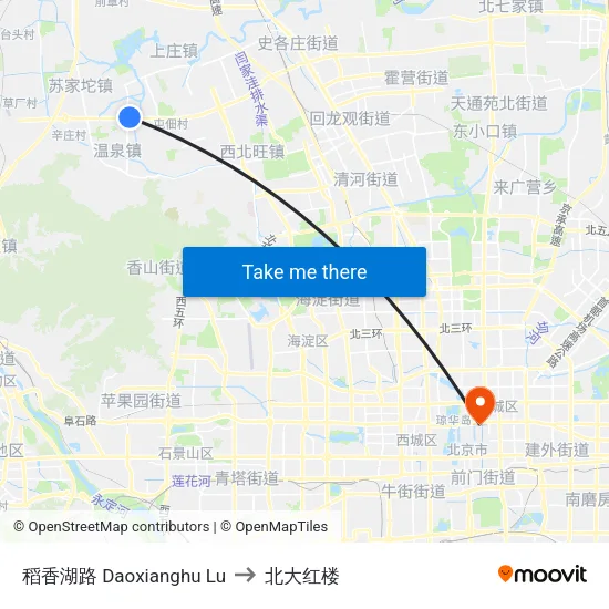 稻香湖路 Daoxianghu Lu to 北大红楼 map