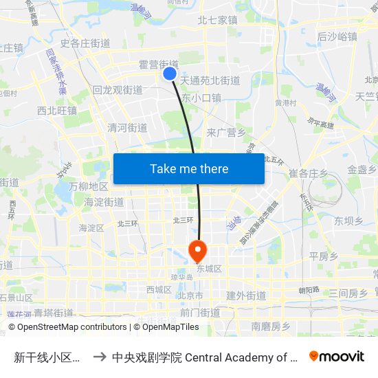 新干线小区西门 to 中央戏剧学院 Central Academy of Drama map