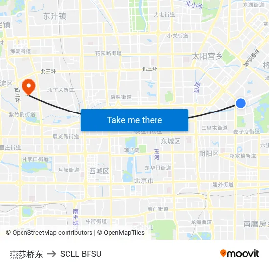 Yansha Bridge East to SCLL BFSU map