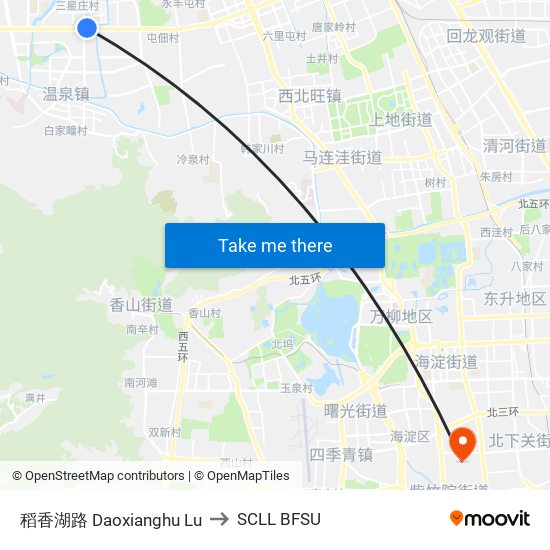 稻香湖路 Daoxianghu Lu to SCLL BFSU map