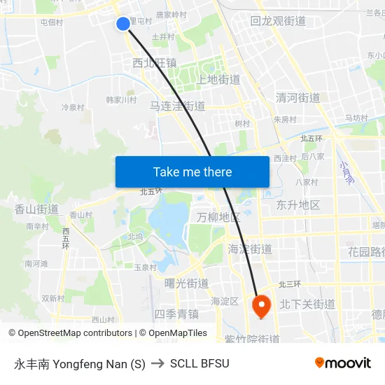 永丰南 Yongfeng Nan (S) to SCLL BFSU map