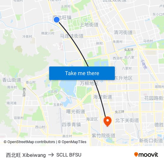 西北旺 Xibeiwang to SCLL BFSU map