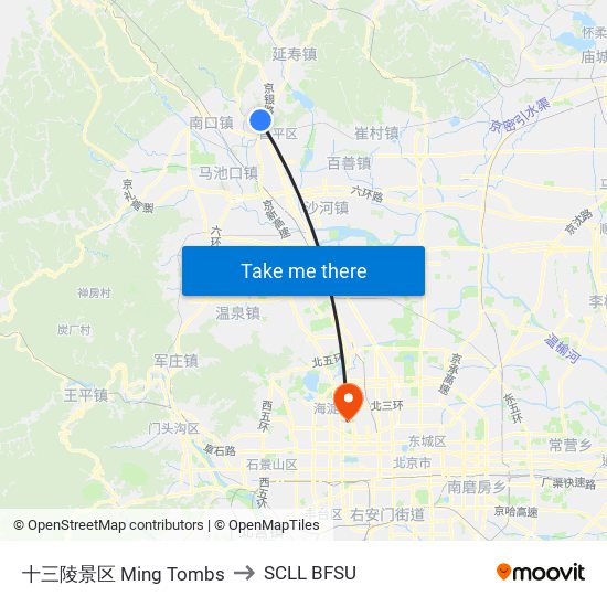 十三陵景区 Ming Tombs to SCLL BFSU map