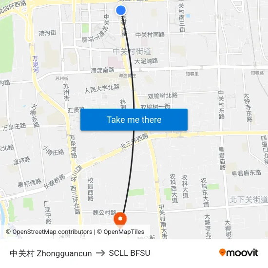 Zhongguancun to SCLL BFSU map