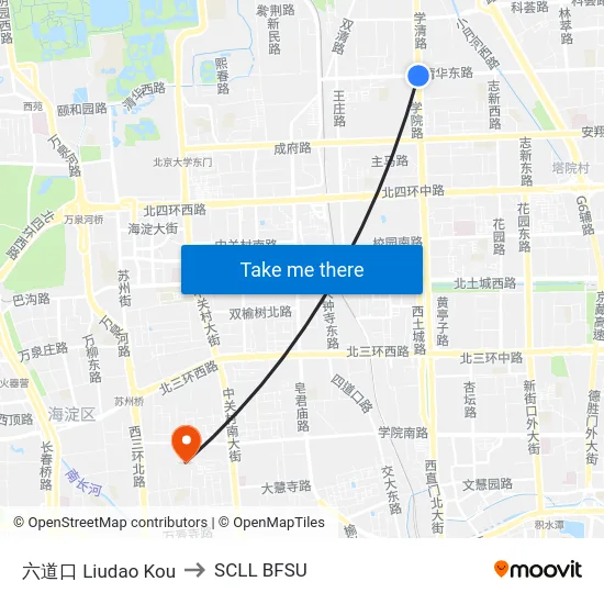 六道口 Liudao Kou to SCLL BFSU map