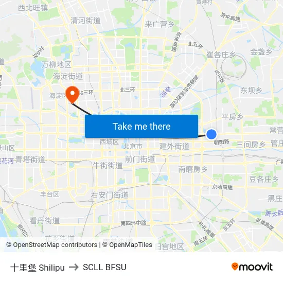 十里堡 Shilipu to SCLL BFSU map