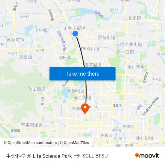生命科学园  Life Science Park to SCLL BFSU map