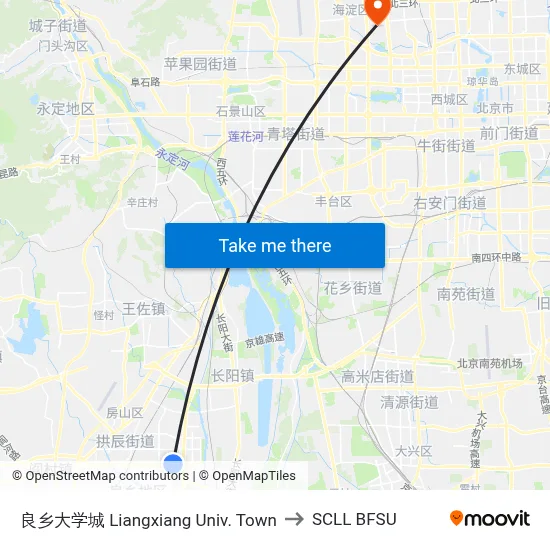 Liangxiang University Town to SCLL BFSU map
