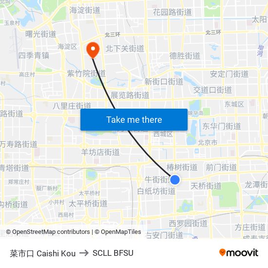 菜市口 Caishi Kou to SCLL BFSU map