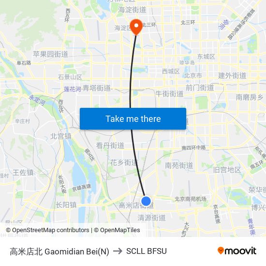 高米店北 Gaomidian Bei(N) to SCLL BFSU map